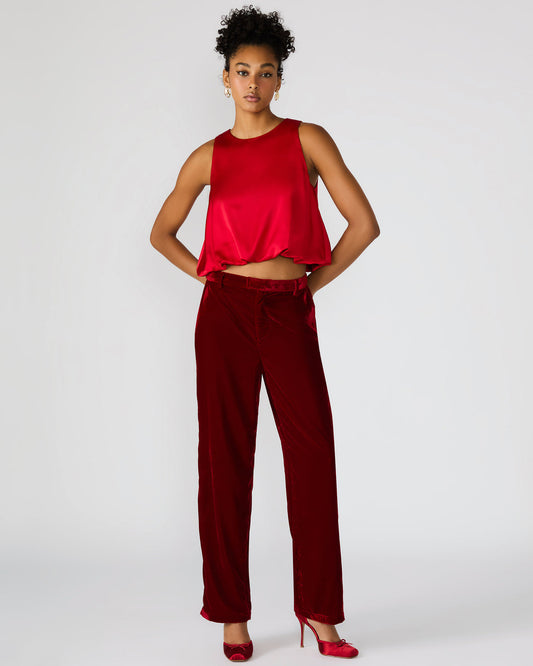 TONIA Red Velvet Wide-Leg Trouser Women's Pants - Steve Madden