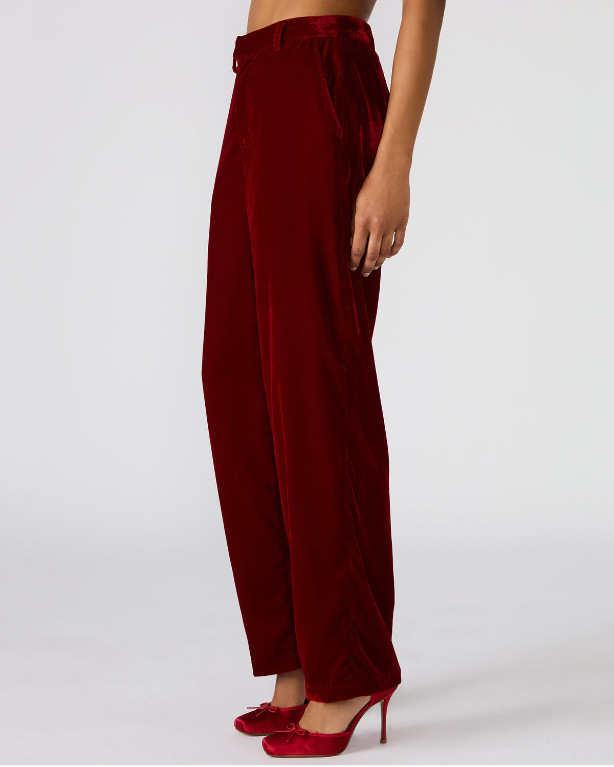 TONIA Red Velvet Wide-Leg Trouser Women's Pants - Steve Madden