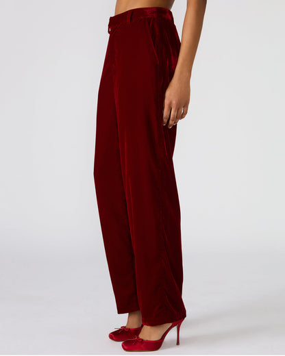 TONIA Red Velvet Wide-Leg Trouser Women's Pants - Steve Madden