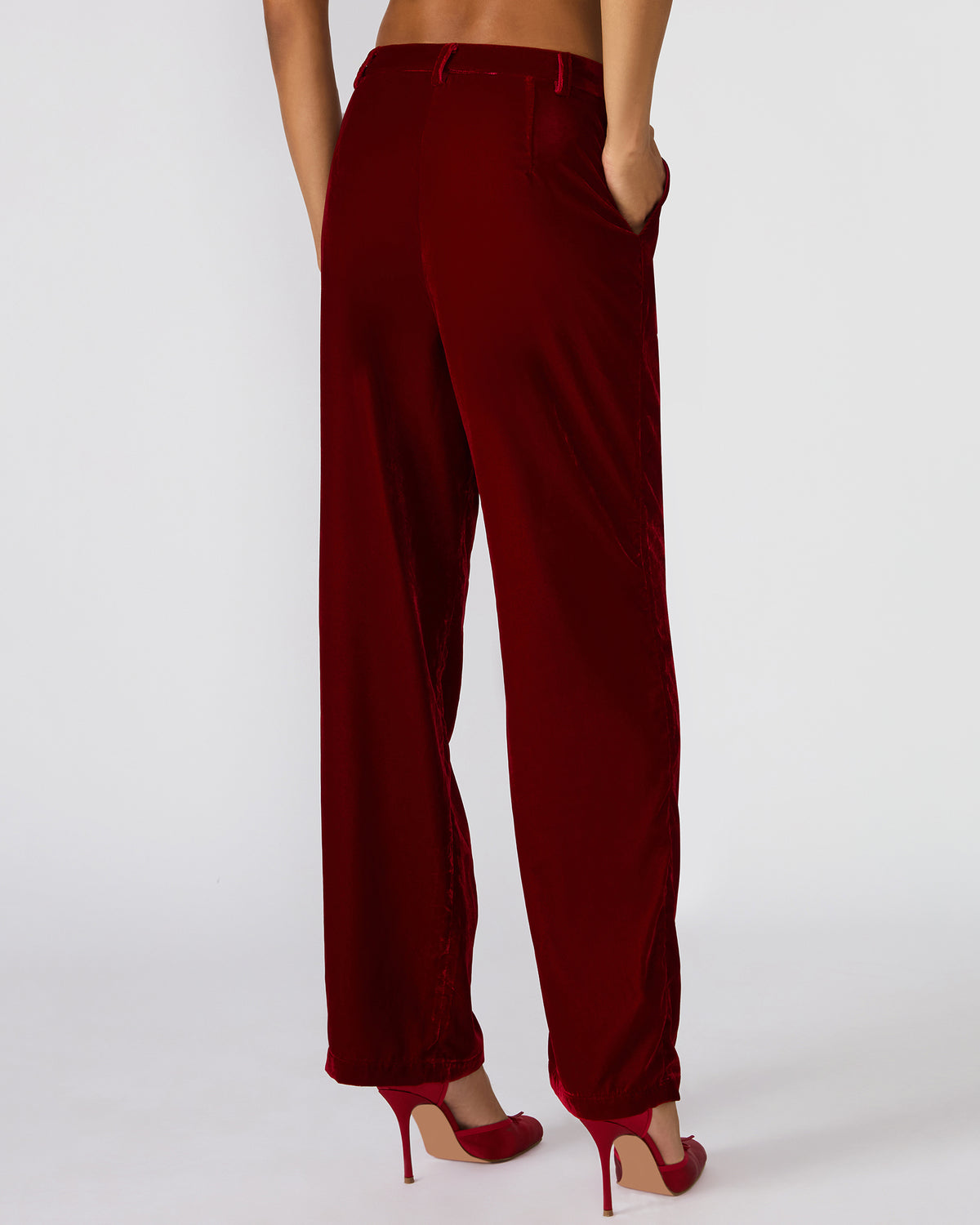 TONIA Red Velvet Wide-Leg Trouser Women's Pants - Steve Madden