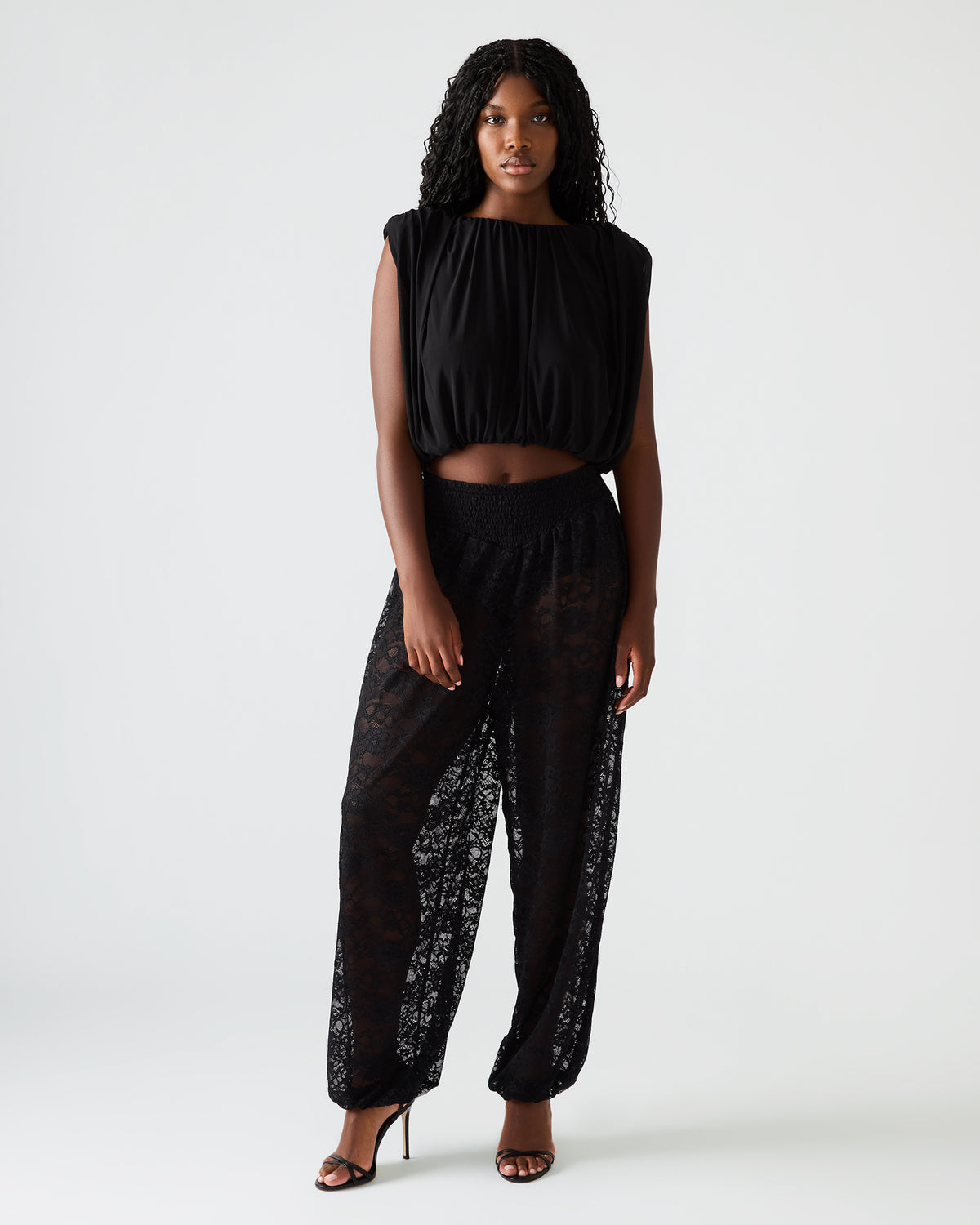 ALARA Black Lace Mesh Overlay Women's Pant - Steve Madden
