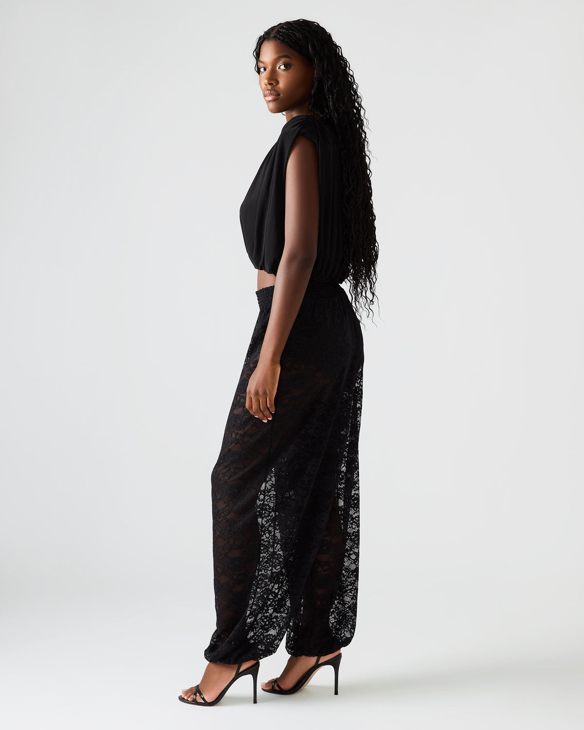 ALARA Black Lace Mesh Overlay Women's Pant - Steve Madden