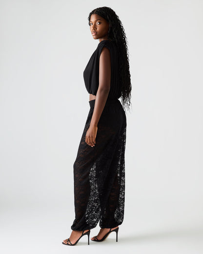 ALARA Black Lace Mesh Overlay Women's Pant - Steve Madden