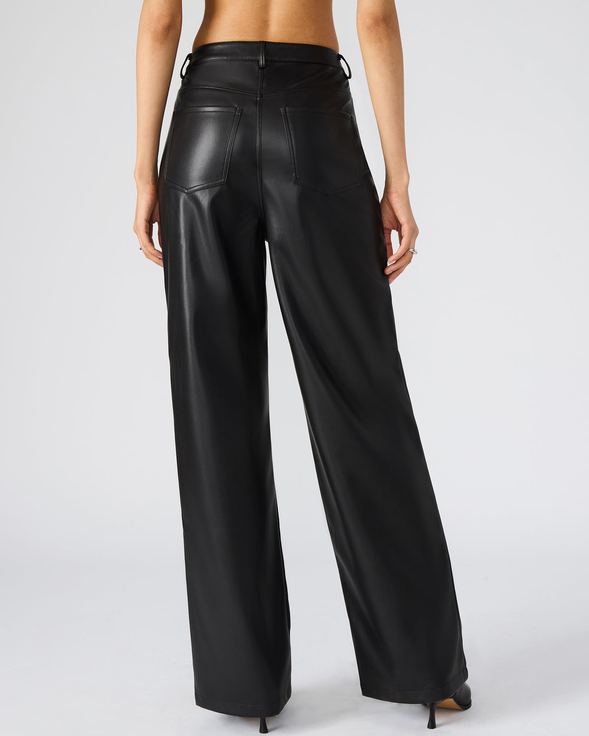 GERALDINE Black Faux Leather Straight-Leg Women's Pants - Steve Madden