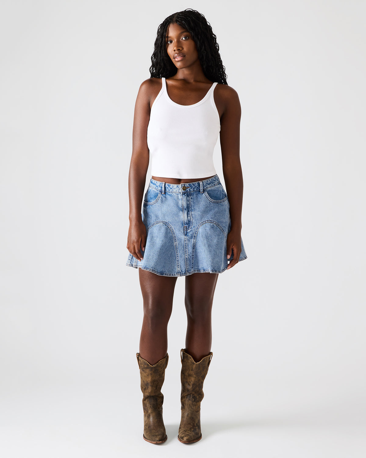 MELANY Forever Blue Denim Pleated Mini Women's Skirt - Steve Madden