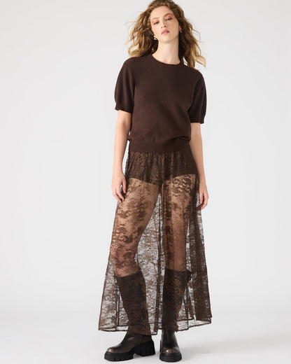 GISELA Dark Espresso Lace Mesh Maxi Women's Skirt - Steve Madden