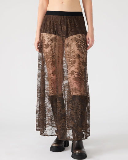 GISELA Dark Espresso Lace Mesh Maxi Women's Skirt - Steve Madden