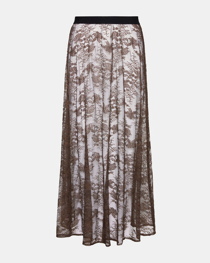 GISELA Dark Espresso Lace Mesh Maxi Women's Skirt - Steve Madden