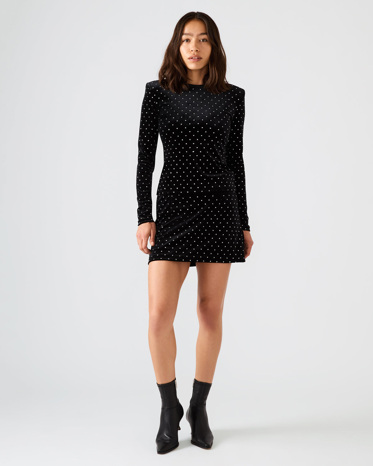 CINDI Black Studded Velvet Rhinestone Embellished Women's Skirt - Steve Madden