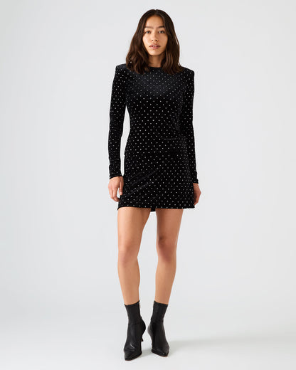 CINDI Black Studded Velvet Rhinestone Embellished Women's Skirt - Steve Madden