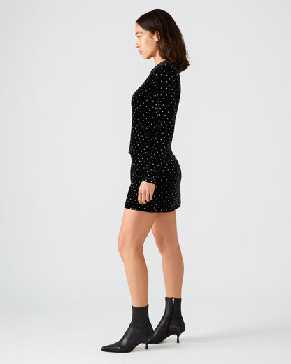 CINDI Black Studded Velvet Rhinestone Embellished Women's Skirt - Steve Madden