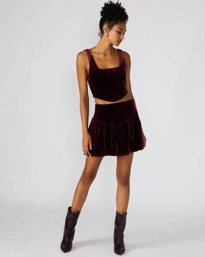 JAYLA Wine Flowy Velvet Women's Mini Skirt - Steve Madden