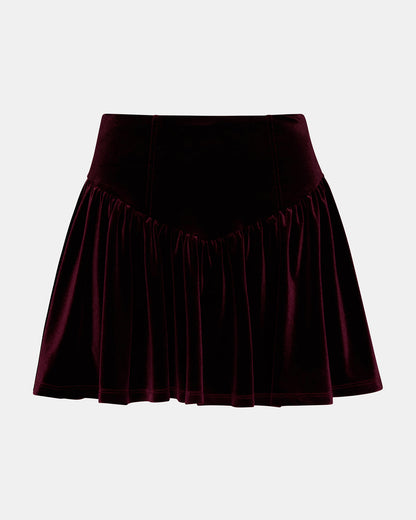 JAYLA Wine Flowy Velvet Women's Mini Skirt - Steve Madden