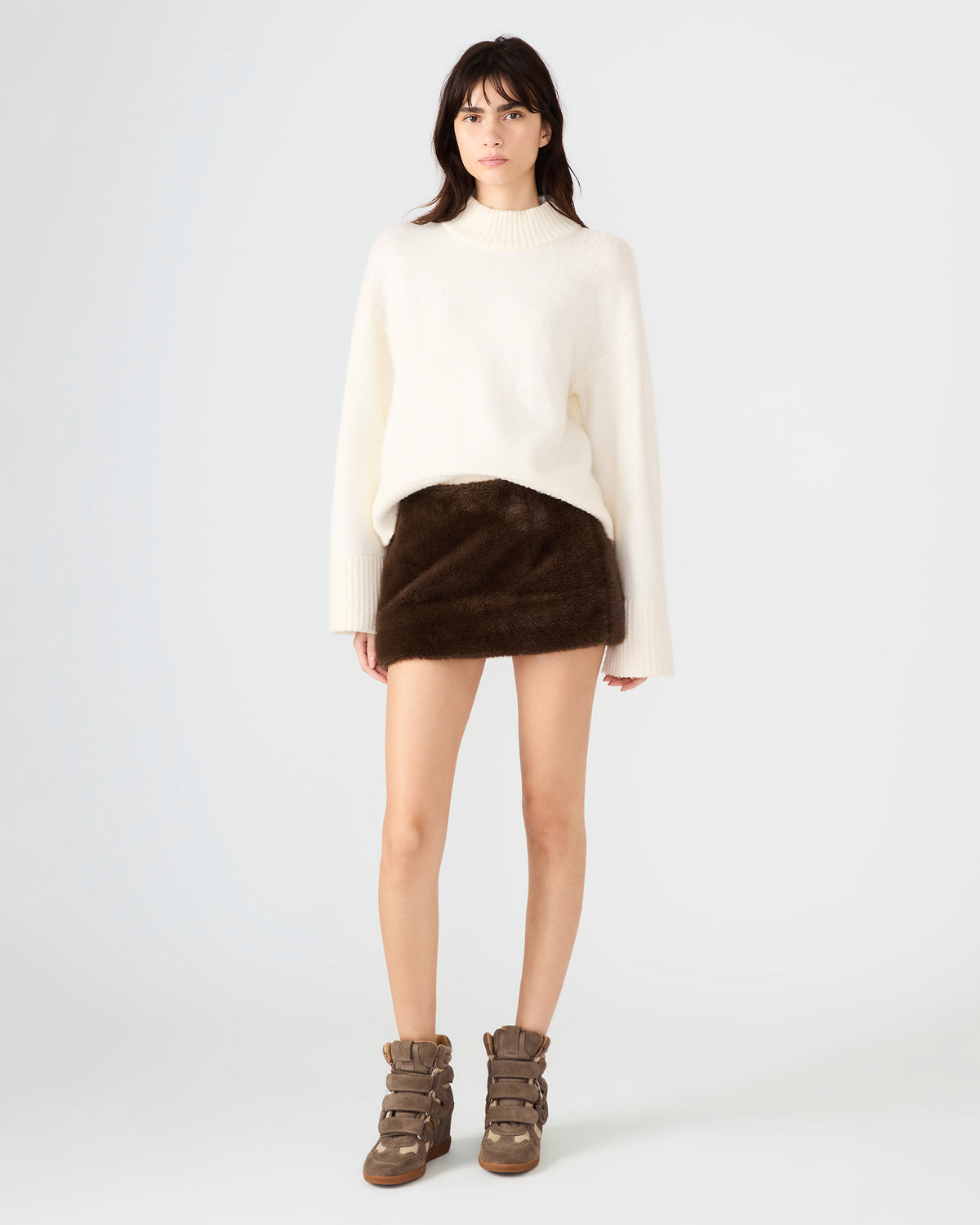 AVIVA Dark Espresso Faux Fur Mini Women's Skirt - Steve Madden