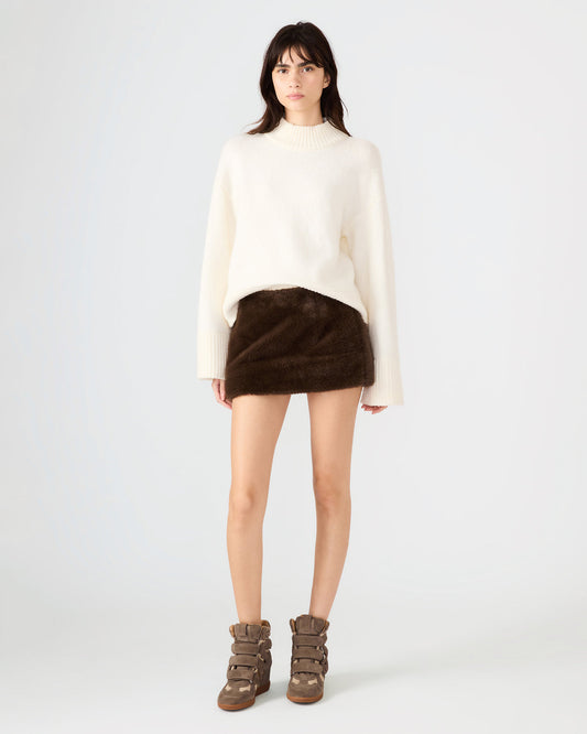 AVIVA Dark Espresso Faux Fur Mini Women's Skirt - Steve Madden
