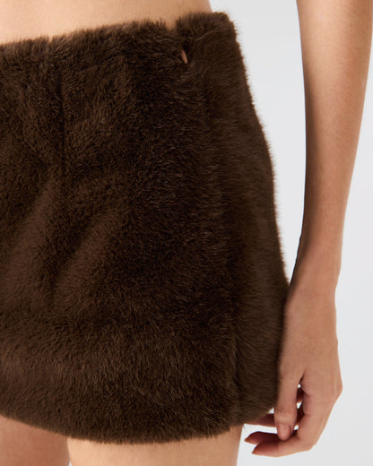 AVIVA Dark Espresso Faux Fur Mini Women's Skirt - Steve Madden