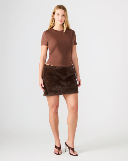 AVIVA Dark Espresso Faux Fur Mini Women's Skirt - Steve Madden