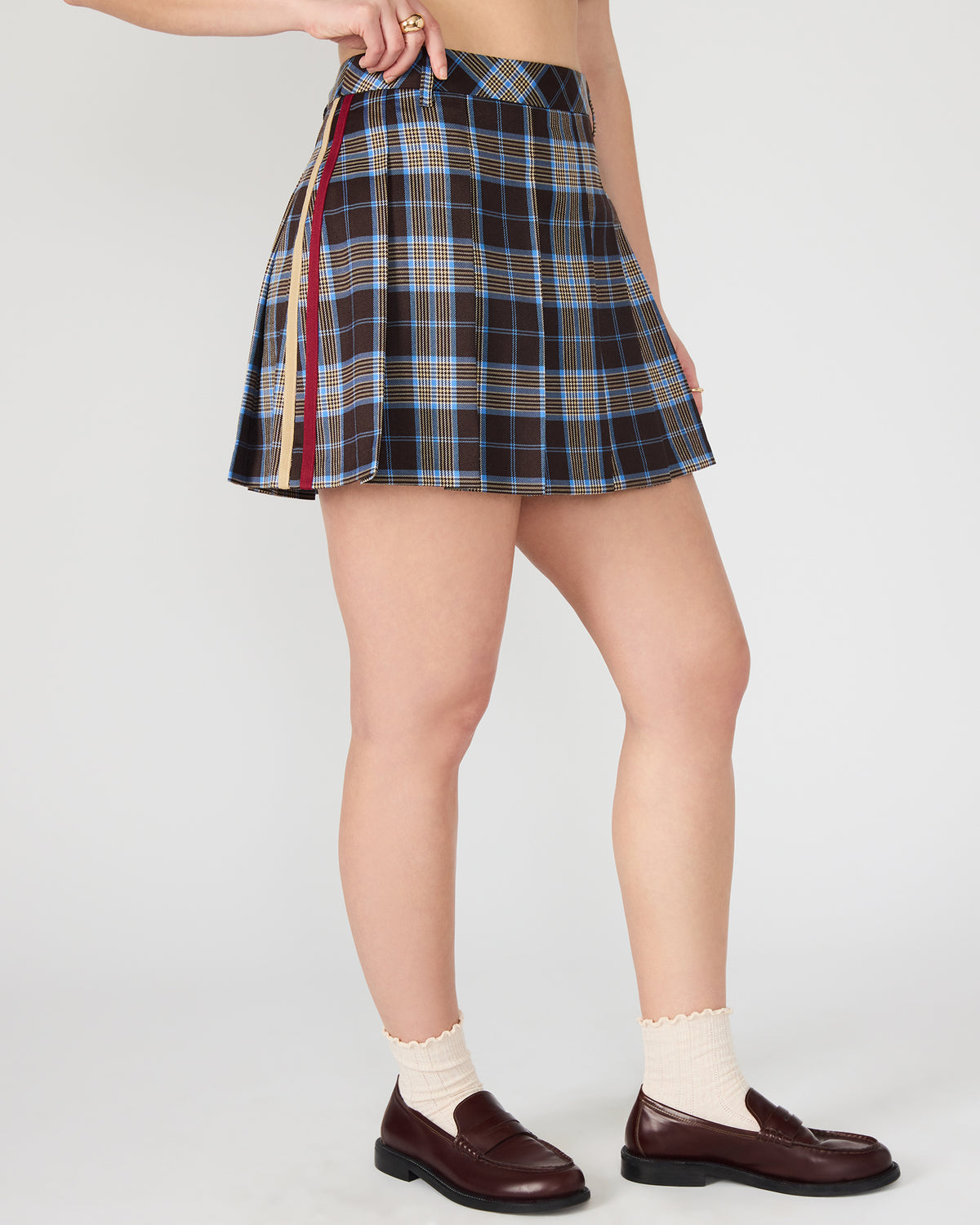 MARGO Brown Plaid Pleated Women's Mini Skirt - Steve Madden