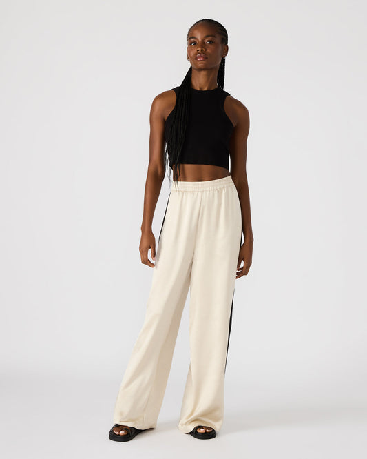 MOXIE Cream Pull-On Contrast Panel Straight Leg Women's Pant - Steve Madden