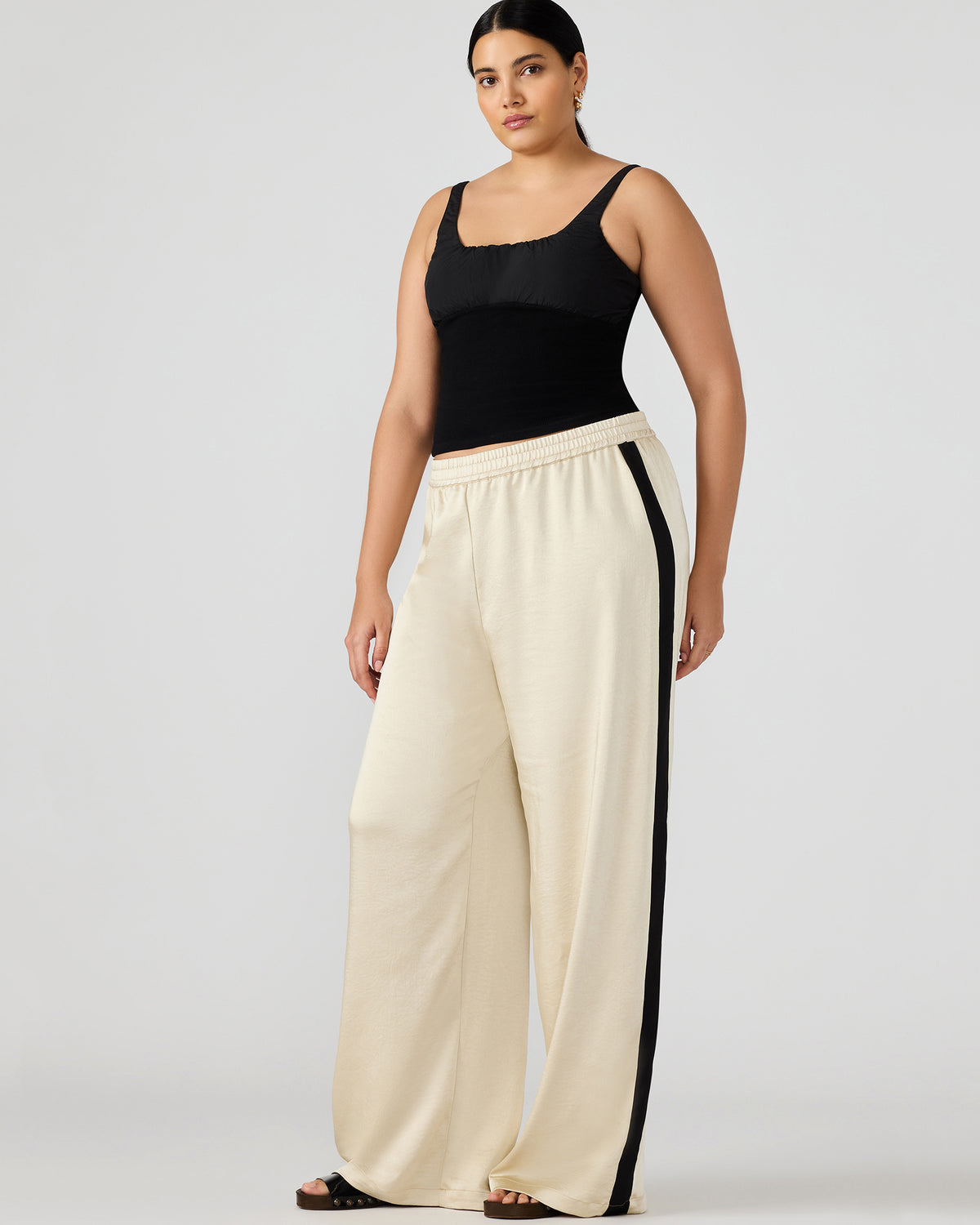 MOXIE Cream Pull-On Contrast Panel Straight Leg Women's Pant - Steve Madden