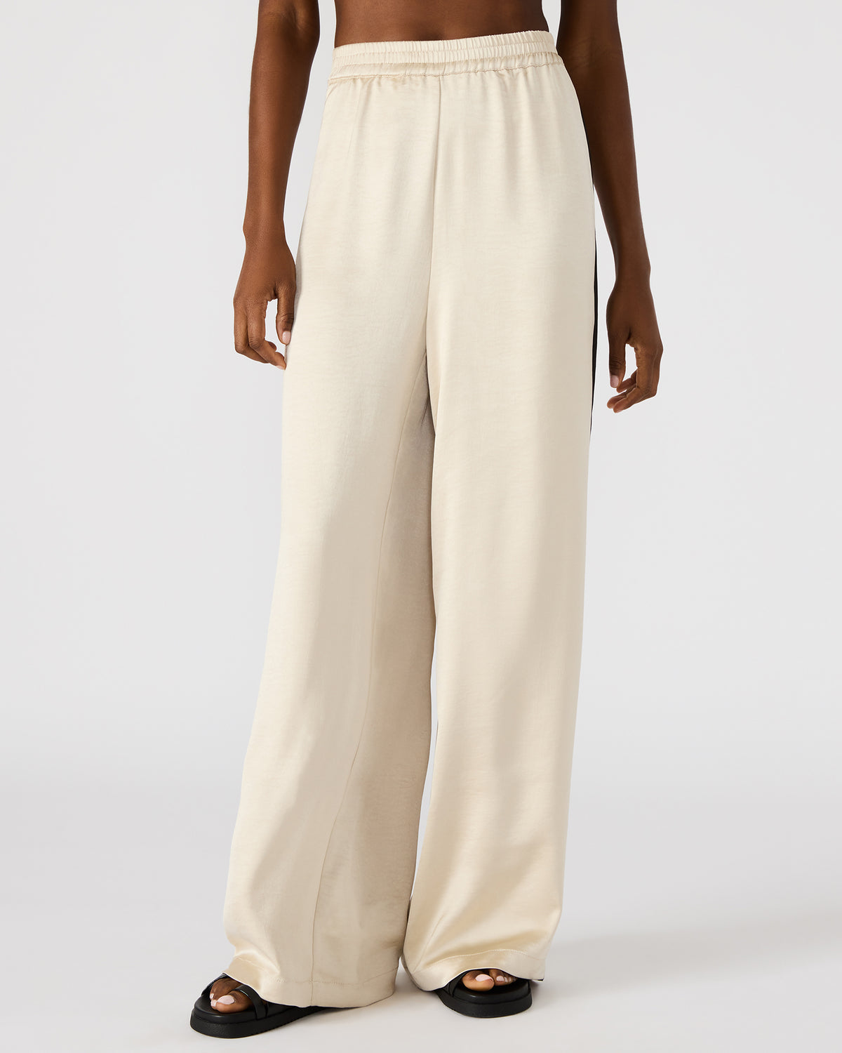 MOXIE Cream Pull-On Contrast Panel Straight Leg Women's Pant - Steve Madden