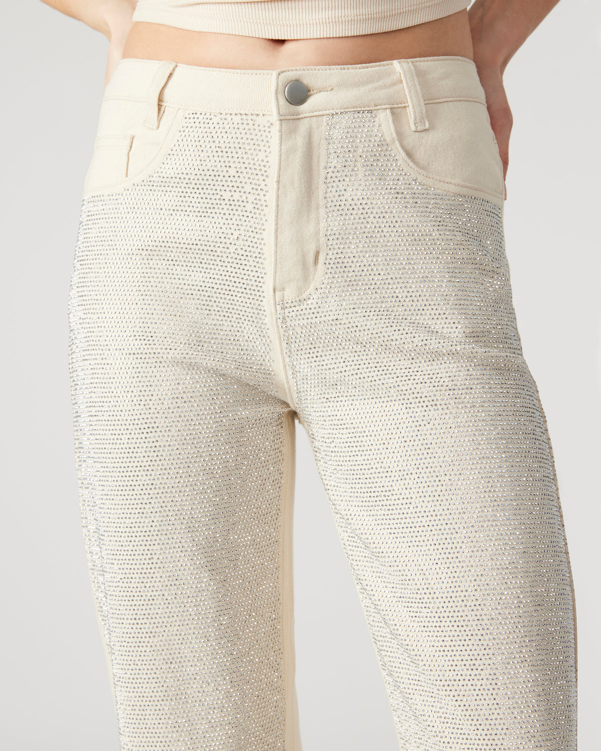 JESSE White Women's Rhinestone Studded Jeans - Steve Madden