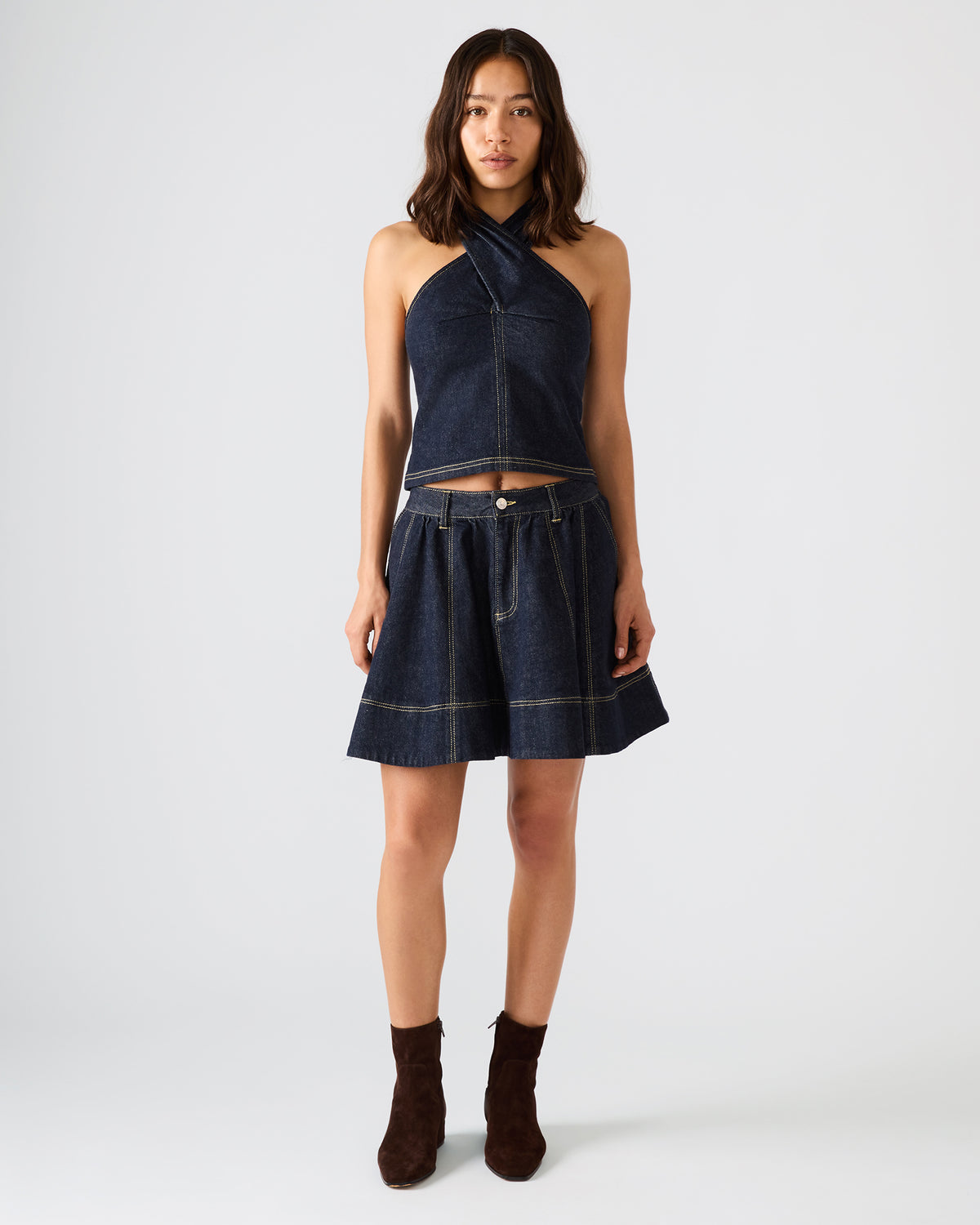 SLOAN Ink Denim Flowy Mini Women's Skirt - Steve Madden