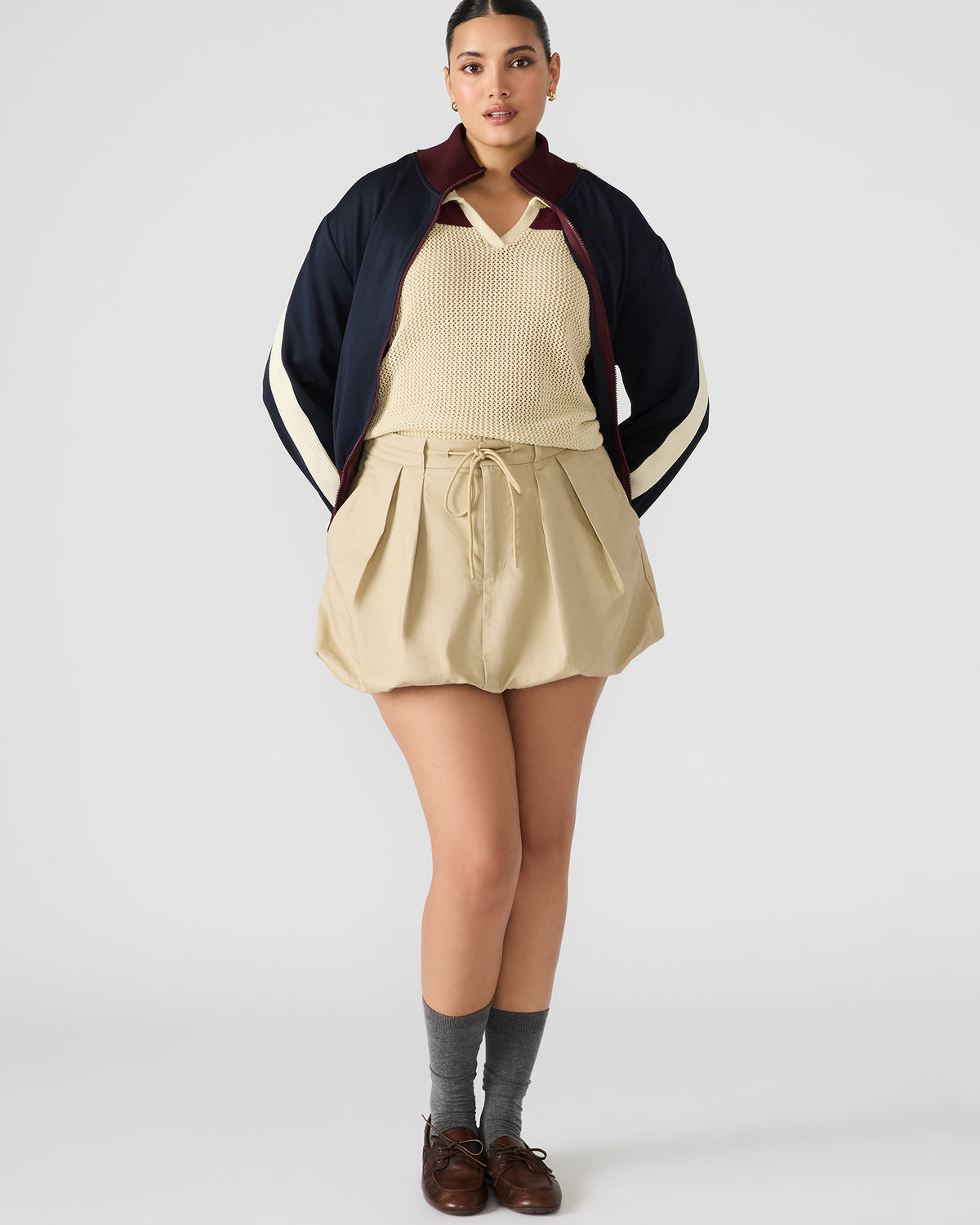 LIVIE Khaki Mini Tie-Front Bubble Women's Skirt - Steve Madden