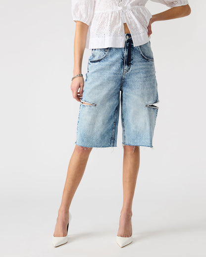 LANGE Denim Women's Side Slit Barrel Shorts - Steve Madden