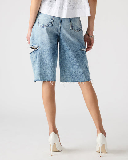 LANGE Denim Women's Side Slit Barrel Shorts - Steve Madden