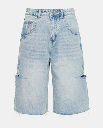 LANGE Denim Women's Side Slit Barrel Shorts - Steve Madden