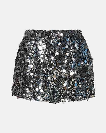 CELESTINE Silver Pull-On Embellished Sequin Women's Shorts - Steve Madden