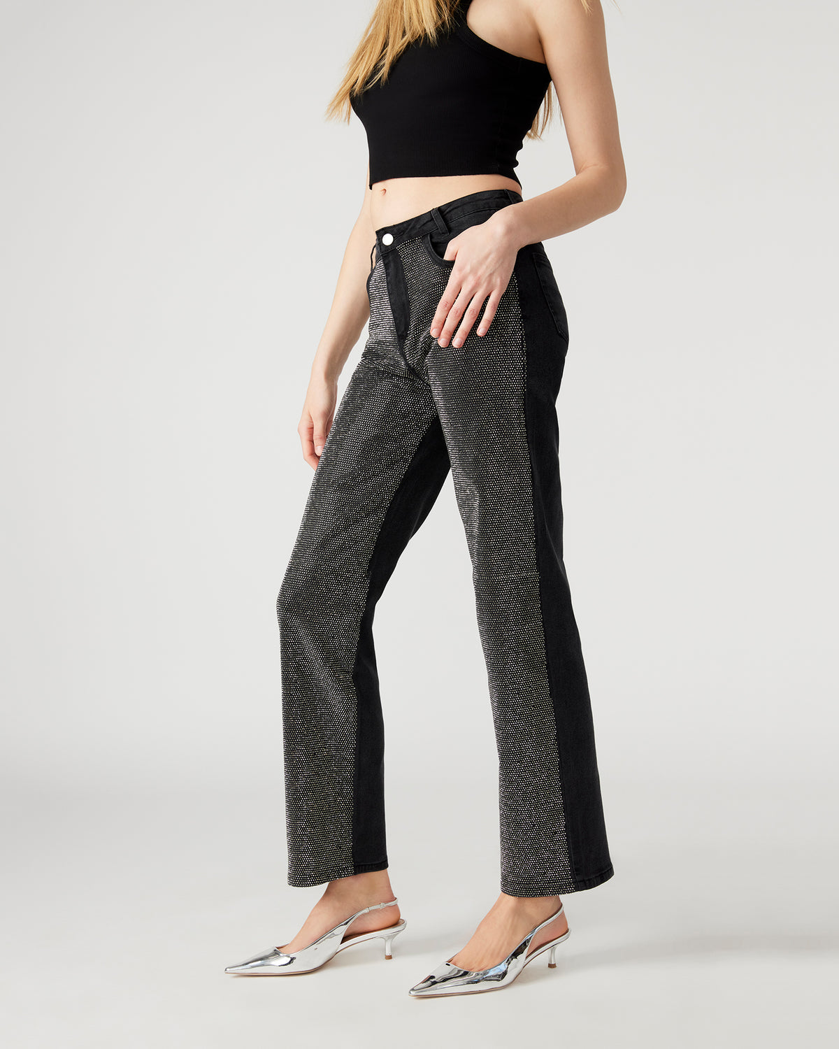 JESSE Black Women's Rhinestone Studded Jeans - Steve Madden