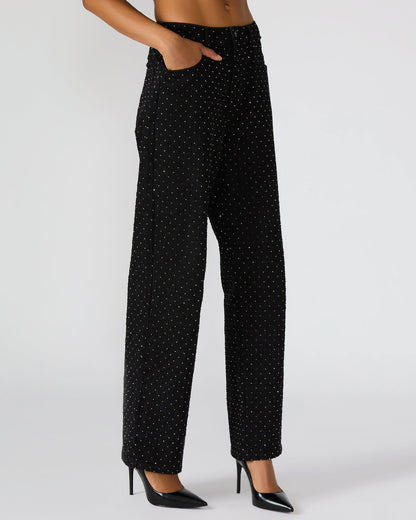 AVALINE Crystal Black Straight-Leg Rhinestone Embellished Denim Women's Jeans - Steve Madden