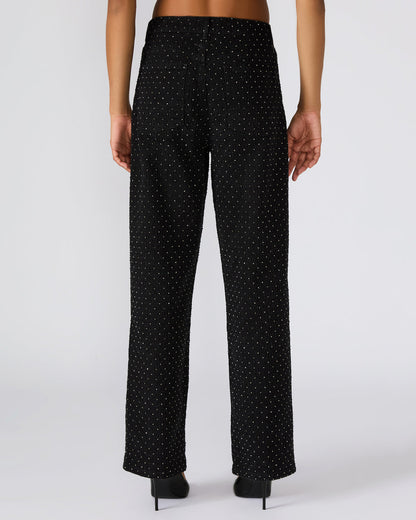 AVALINE Crystal Black Straight-Leg Rhinestone Embellished Denim Women's Jeans - Steve Madden