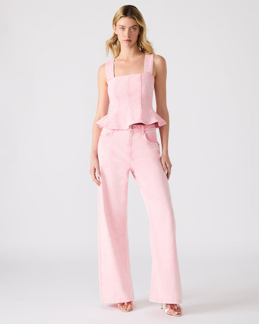 ROZ Pink Wide-Leg Washed Denim Women's Pant - Steve Madden