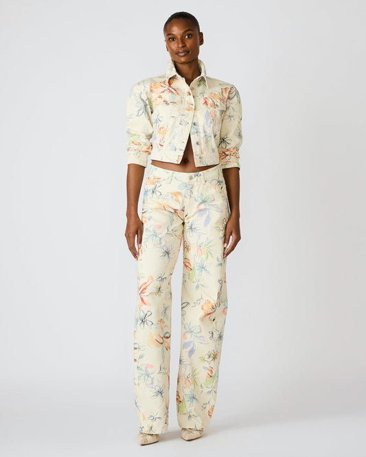RORI Vintage Ivory Straight-Leg Denim Floral Print Women's Bottoms - Steve Madden