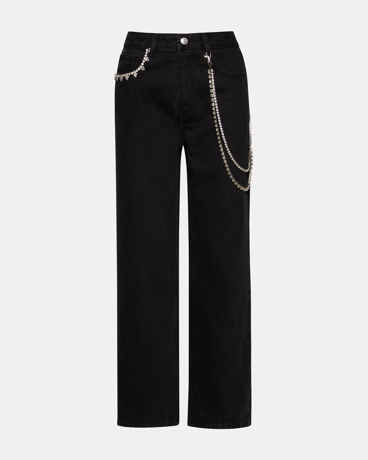 SWIFT Black Wide-Leg Denim Chain Women's Jean - Steve Madden