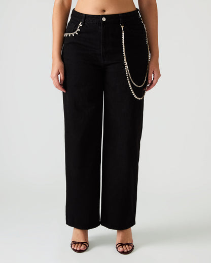 SWIFT Black Wide-Leg Denim Chain Women's Jean - Steve Madden