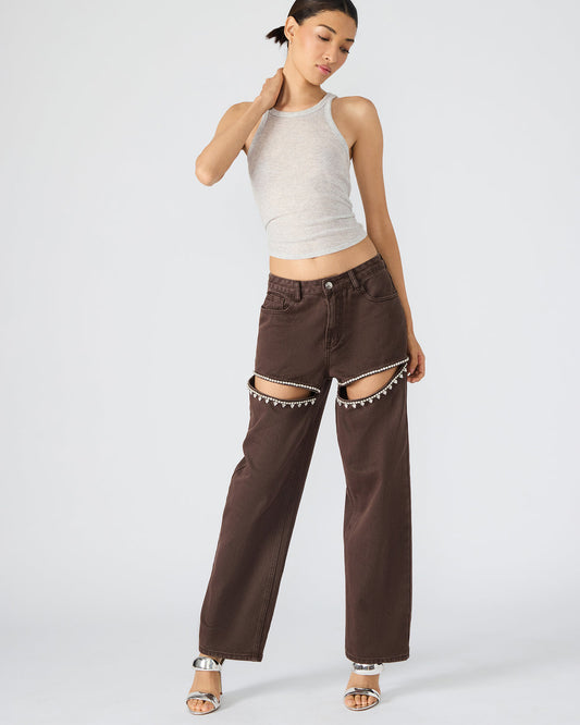 TAYLOR Jean Cocoa Brown Women's Cutout Jeans - Steve Madden