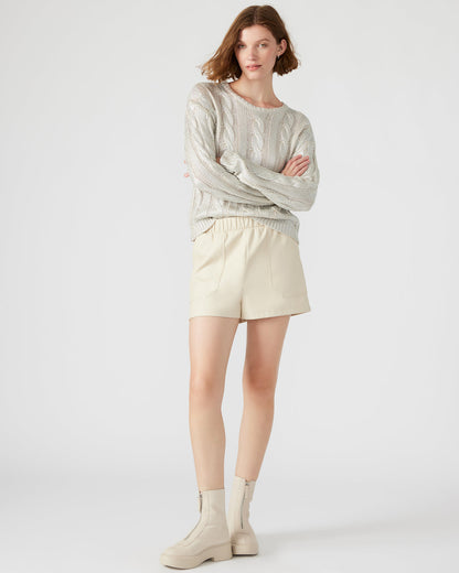FAUX THE RECORD Short Bone | Women's Faux Leather Short - Steve Madden