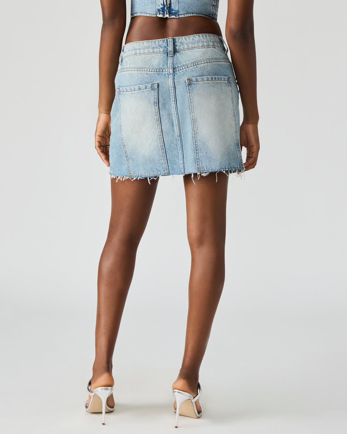 ERAS Denim Rhinestone Embellished Matching Set Mini Women's Skirt - Steve Madden