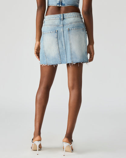 ERAS Denim Rhinestone Embellished Matching Set Mini Women's Skirt - Steve Madden