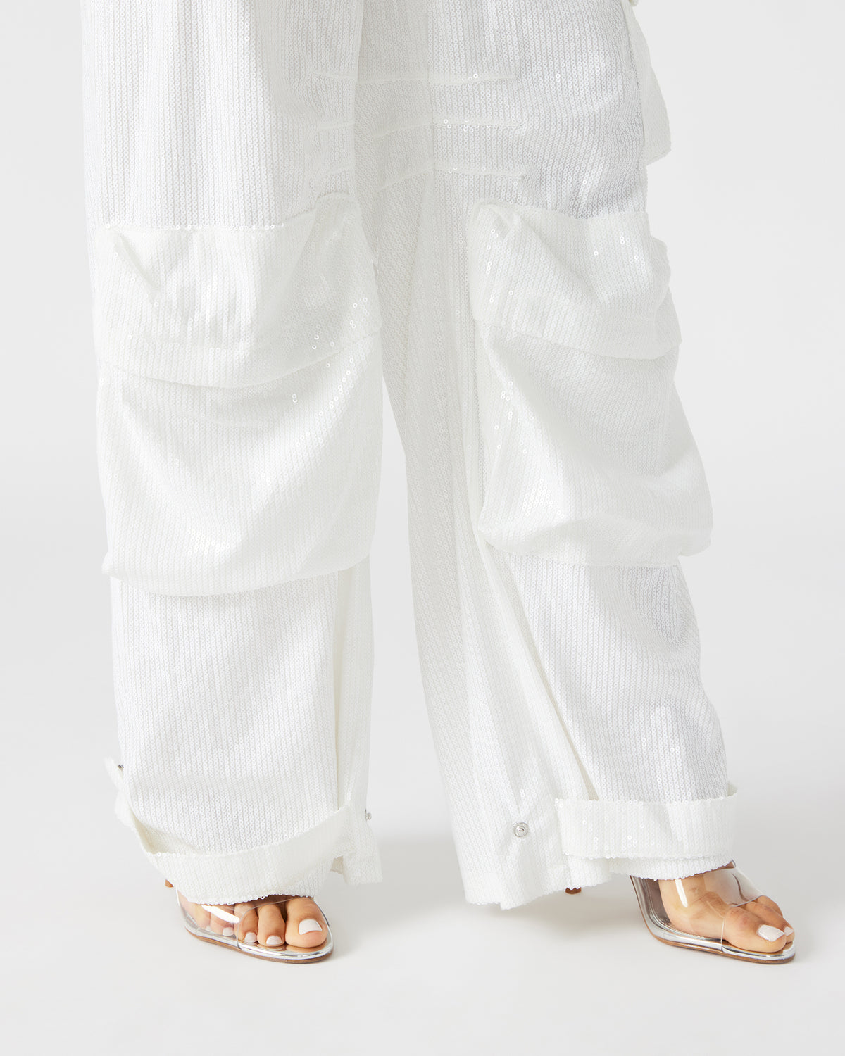DUO White Sequin Women's Utility Cargo Pants - Steve Madden