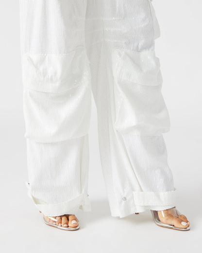 DUO White Sequin Women's Utility Cargo Pants - Steve Madden