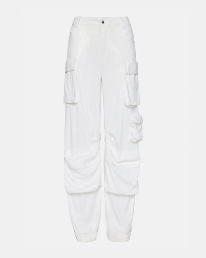 DUO White Sequin Women's Utility Cargo Pants - Steve Madden