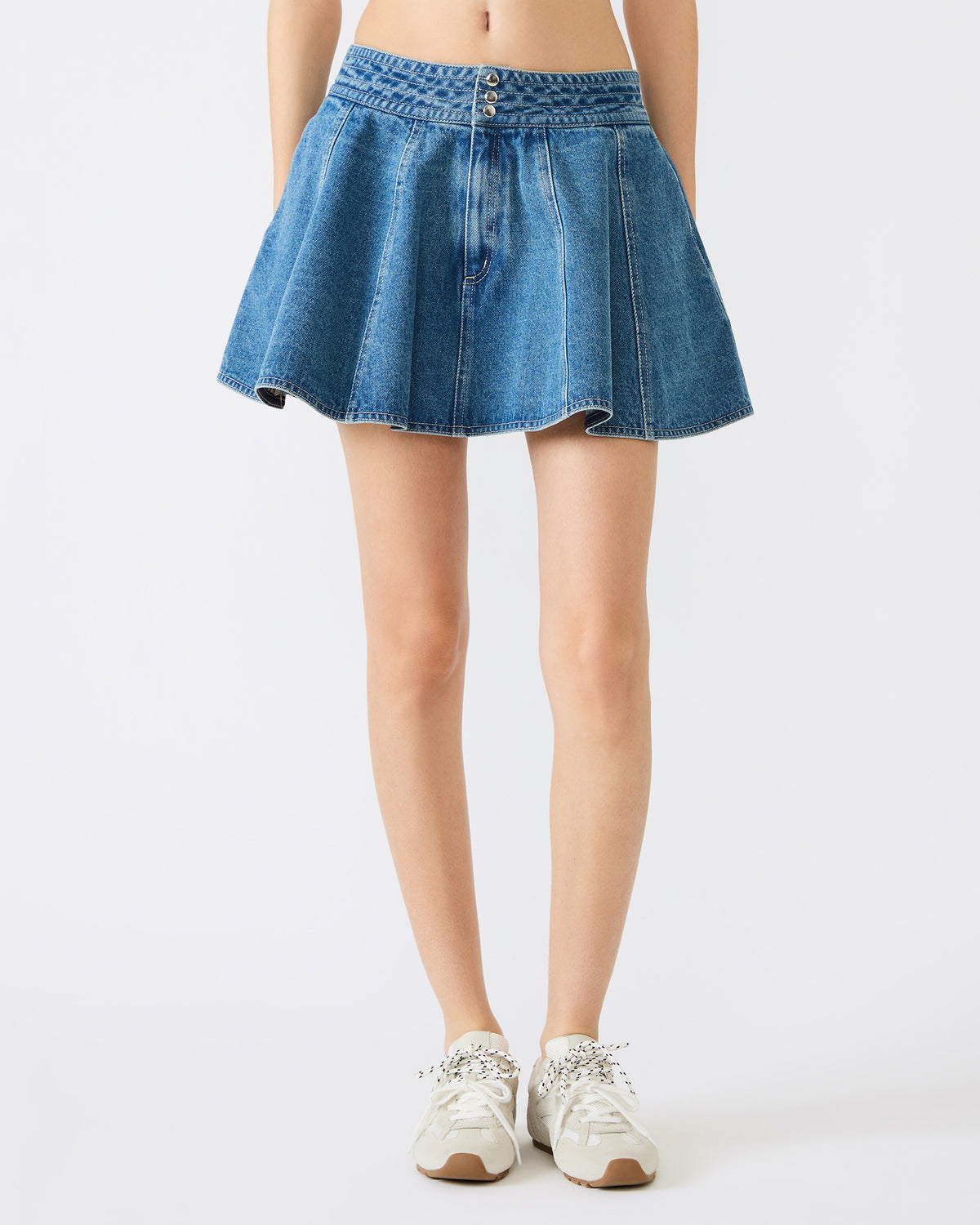 LILLIANY Aruba Blue Pleated Denim Mini Women's Skirt - Steve Madden