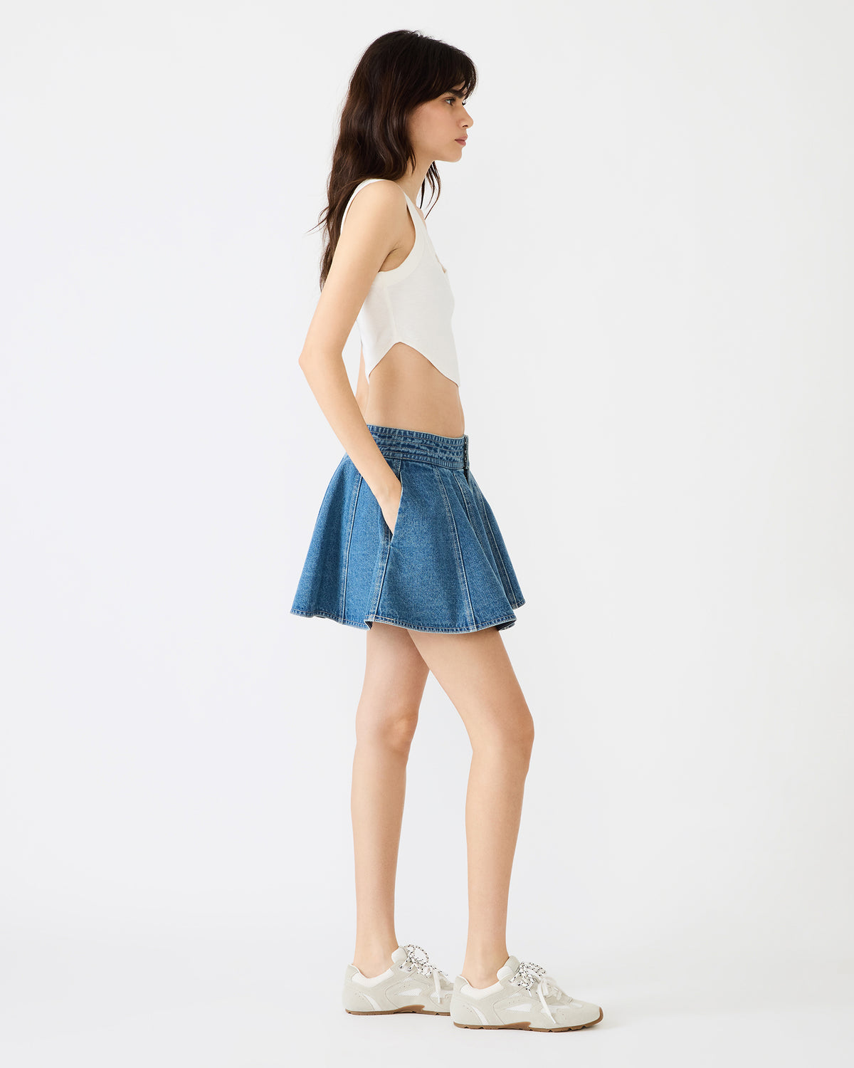 LILLIANY Aruba Blue Pleated Denim Mini Women's Skirt - Steve Madden