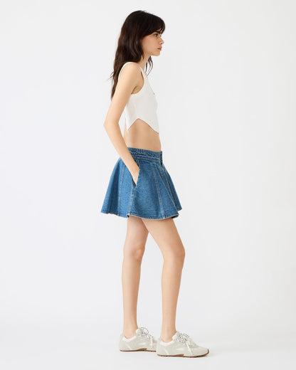 LILLIANY Aruba Blue Pleated Denim Mini Women's Skirt - Steve Madden