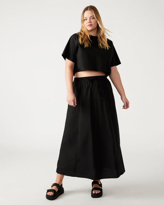 SUNNY Skirt Black | Women's A-Line Maxi Skirt - Steve Madden